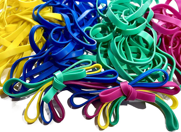 Rubber Bands Size 64 (3 1/2" x 1/4"), Colored Latex Free Strong Elastic for Office Use, 1/4 Pound