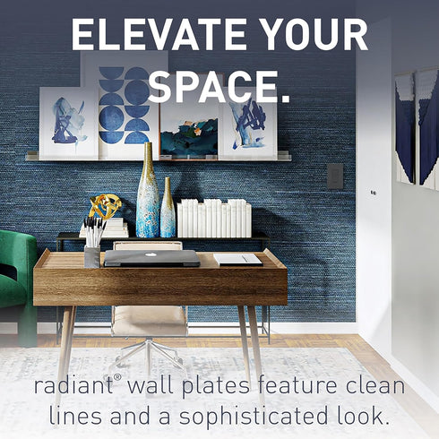 Legrand radiant RWP262GCC6 Screwless Wall Plates, 2 Gang, Graphite (1 Count)
