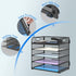 Supeasy 5 Trays Paper Organizer - Mesh Desk File/Letter Organizer, Black Paper Sorter for Office, Home, School