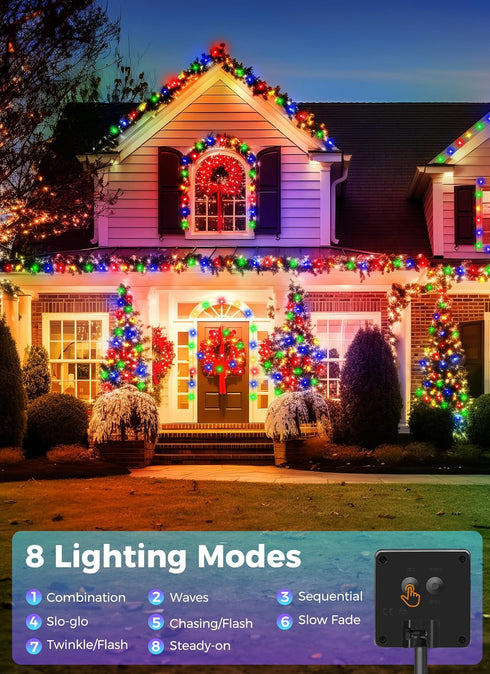 2 Pack 80FT 200 8 Minetom Solar String Lights Outdoor, Total LED String Lights Solar Powered with Lighting Modes