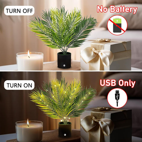 Artificial Lighted Palm Tree Lamp Night Light for Womens Christmas Birthday Gifts, Twinkling Tree Light, Perfect Ideal