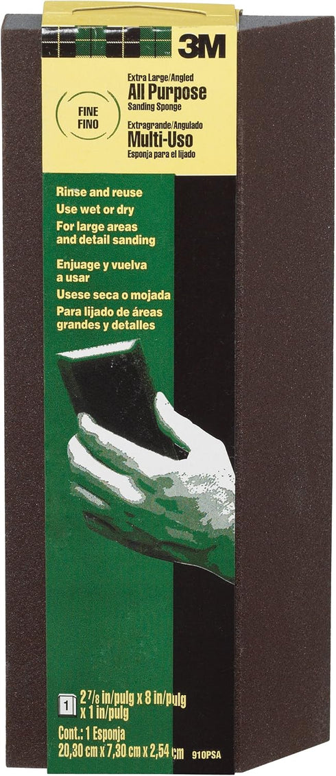 3M Sanding Sponge Block, Single Angle, Fine Grits, Extra Large, 2-7/8 in