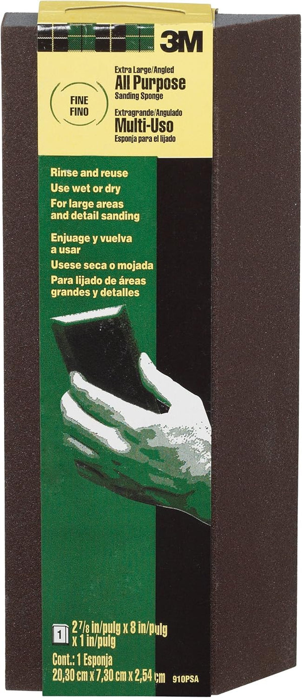 3M Sanding Sponge Block, Single Angle, Fine Grits, Extra Large, 2-7/8 in
