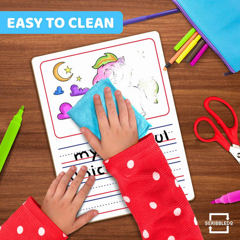 Double Sided Whiteboard 9”x12” for Kids, Story Lined Dry Erase Board for Writing, Drawing - Age 3-5, Teacher,