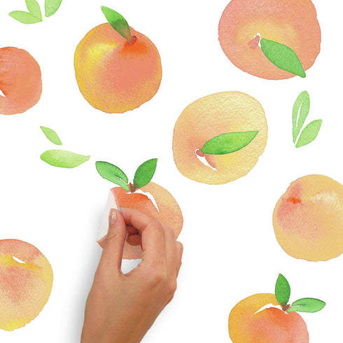 RoomMates RMK4583SCS (Pack 4) Sweet Peaches Peel and Stick Wall Decals, Peach, Orange, Yellow, Green