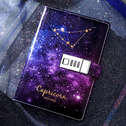 Starry Constellation Lock Diary Set - Gift Box with Pen & Tapes for Kids, Girls, Boys, Luxury Travel Writing Diary