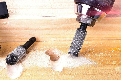10-Piece Rotary Burr Wood Carving Rasp Files Set, 1/4" Hex Shank for Wood & Rubber Deburring and Shaping