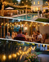 50FT IP65 27 Bulbs, Dimmable ST38 Patio String Lights Plug in LED Outdoor String Lights with Waterproof Connectable