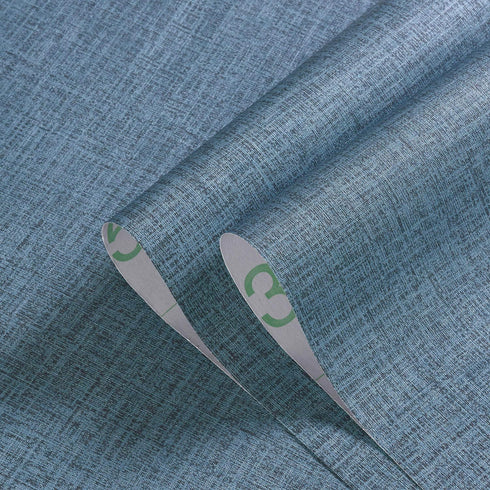 Blue Linen Peel and Stick Wallpaper for Cabinets Countertops Waterproof Grasscloth Textured Self Adhesive 78.7in