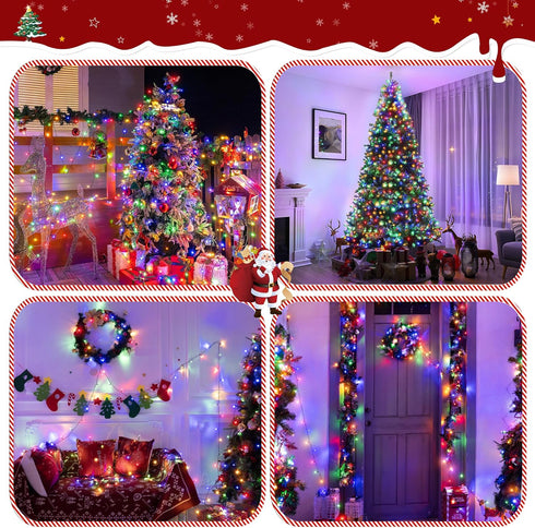 394FT 1200 8 LED Christmas Lights Outdoor, Multicolored Christmas Tree Lights Plug in, Modes Twinkle String Light