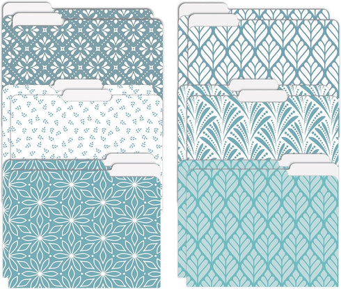 Better Office Products Decorative File Folders, 12 Pack with 6 Unique Designs, Heavyweight Letter Size