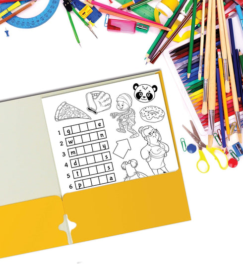 Better Office Products Two Pocket Portfolio Folders, 50-Pack, Yellow, Letter Size