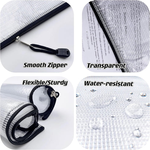 Oaimyy 16 PCS Mesh Zipper Pouch, 9"x 13" Big Size Plastic Zip File Folders for Office Supplies, Travel, Home Storage