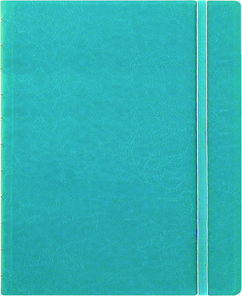 Filofax Refillable Notebook Classic, 10.8" x 8.5" Aqua - Elegant Leather-Look Cover with Moveable Pages, Elastic