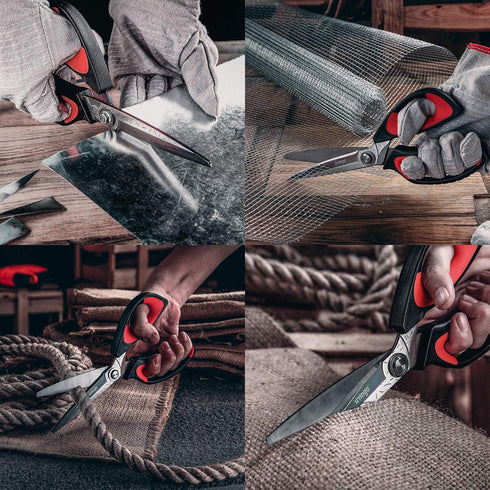 LIVINGO 10" Multipurpose Heavy Duty Scissors, Premium Titanium Coating Forged Stainless Steel Tool Industrial Shears for Household Pruning, Gardening, Fabric by LIVINGO