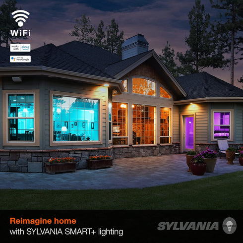 Bulb, 65W BR30, Dimmable, 4 Pack (75688) Sylvania WiFi LED Smart Light Equivalent Full Color and Tunable White Works