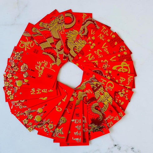Generic 24 Pieces Vietnamese New Year Red Lucky Money Envelopes, Large Size 6.5"x3.5"