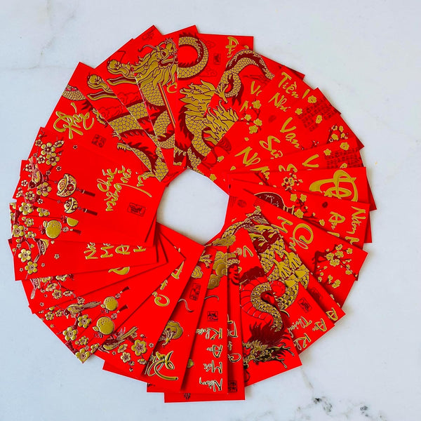 Generic 24 Pieces Vietnamese New Year Red Lucky Money Envelopes, Large Size 6.5"x3.5"