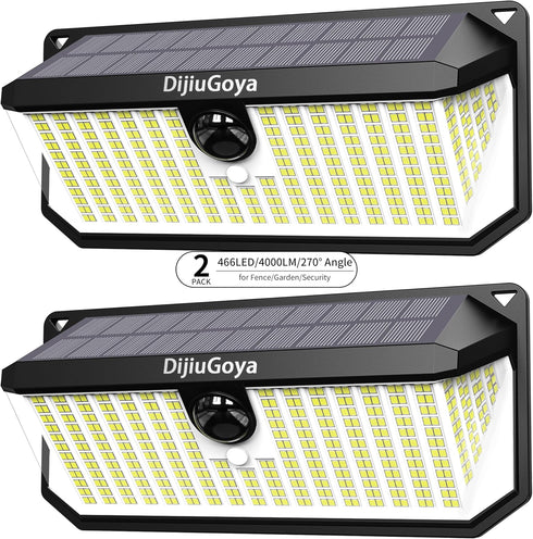 Solar Security Lights Outdoor, 466 LED 4000Lm Ultra Bright, 270 Wide Motion