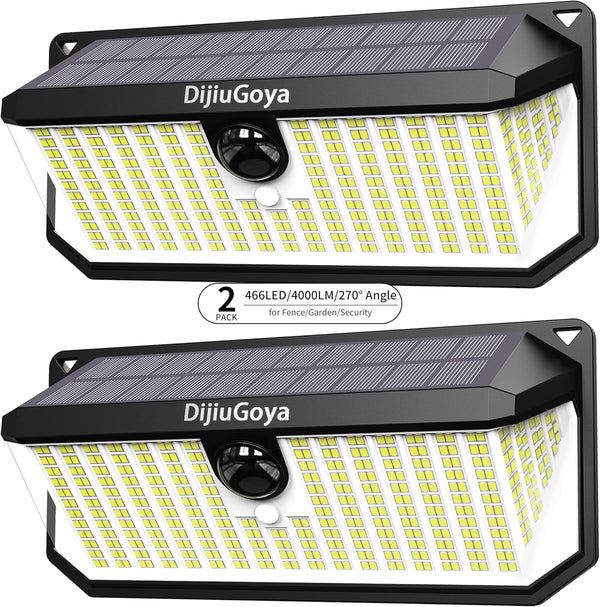 Solar Security Lights Outdoor, 466 LED 4000Lm Ultra Bright, 270 Wide Motion