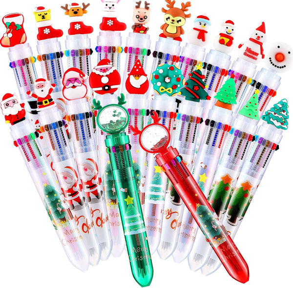Yexiya Christmas Multicolor Pen – 10 in 1 Colored Retractable Ballpoint Pens for Office School Supplies Students Gift