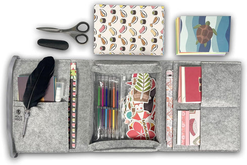 Holly Heide Deluxe Stationary Pen Pal Pack, Light Gray, 54-Piece Paper Set with Scissors and Gel Pens