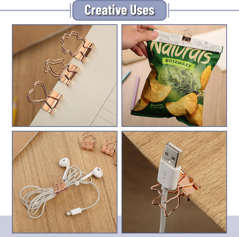 Mr. Pen Cute Binder Clips - 18 pcs in 6 Styles, Medium & Small Binder Clips for Office Supplies