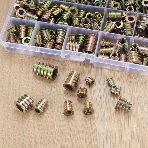 230 Pcs Threaded Inserts Nuts Assortment Tool Kit, 11 Sizes Metric M4/M5/M6/M8/M10 for Wood Inserts and Bolts