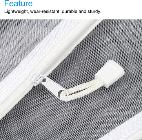 MECCANIXITY Mesh Zipper Bags, B6 Nylon Zip Pouch Pencil Case Storage Pockets for Travel Office Accessories (White, Pack
