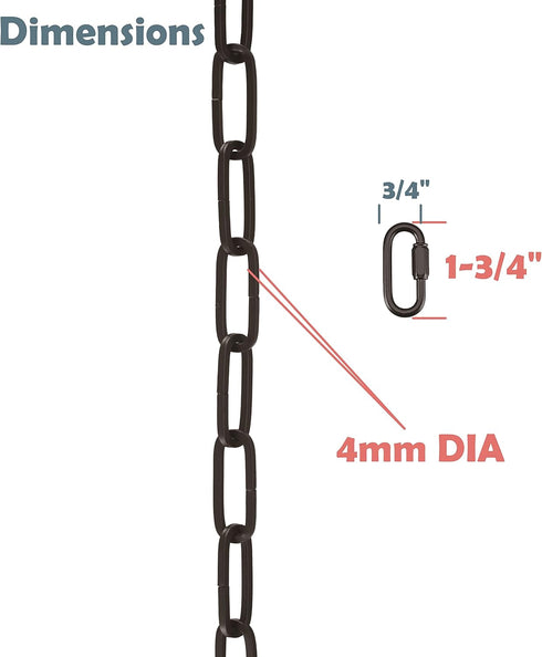 Aspen Creative 21121-05-1, 1 8 Steel Heavy Duty Chain & Two Quick Link Connector for Lighting Fixture/Swag Light/Plants