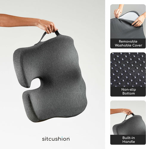 Tailbone SitCushion Ergonomic Seat Cushion for Sciatica & Pain Relief Extra Large Memory Foam Office Chair Cushion