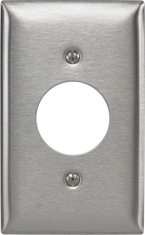 Bryant Electric SS7 1-Gang, 1-Single Receptacle Diameter Opening, Standard Size 302/304 Stainless Steel Wallplate, 1.40"