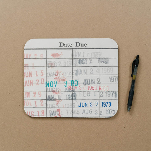 Library Book Checkout Card Neoprene Mouse Pad - Unique Gift for Book Lovers and Readers
