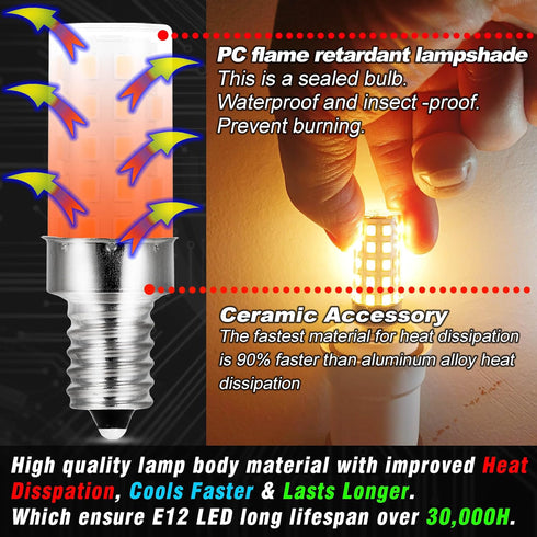 12V E12 LED Candelabra Bulb, 40W Equivalent Warm White 2700K, 4W 450Lm Low Voltage for RV Camper Marine Boat, 4-Pack