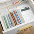 Martha Stewart Kerry Plastic Stackable Office Desk Drawer Organizers, Set of 5 with Gold Trim