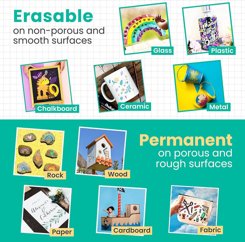 Chalkola Liquid Chalk Markers Erasable (10 Pack) with Gold & Silver - Washable Paint Pens for Signs & Windows