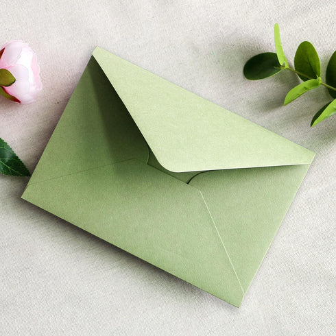 PONATIA 50 PCS/Pack Sage Green A7 Envelopes, 5.35 x 7.5'' for 5 x 7'' Wedding Invitation Cards, Graduation Invite,