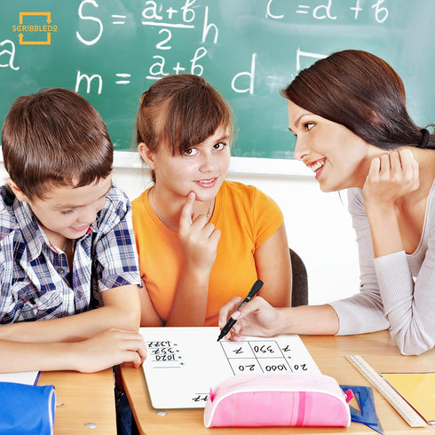 SCRIBBLEDO Dry Erase Ten Frame Area Model Board 9" x 12", Double Sided for Kids Math Practice