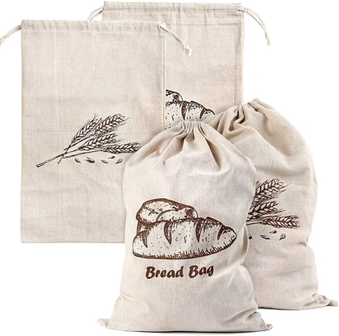 SPERO SPERA 2-Packs 17.311.6 Inches 2 Bread Bags, Linen Bread Bags for Homemade Container, Unbleached&Reusable Bread