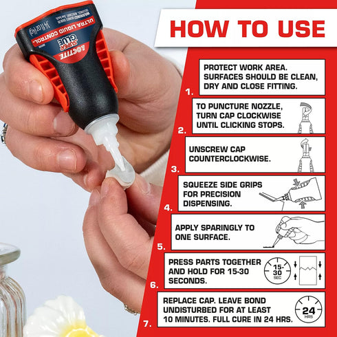 Loctite Super Glue Ultra Liquid Control, Clear, 0.14 fl oz Bottle, 6 Pack, Quick Dry Adhesive