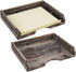 MyGift Set of 2 Torched Wood Stacking Desk Paper Tray, Stackable Document File Folder and Mail Holder Organizer