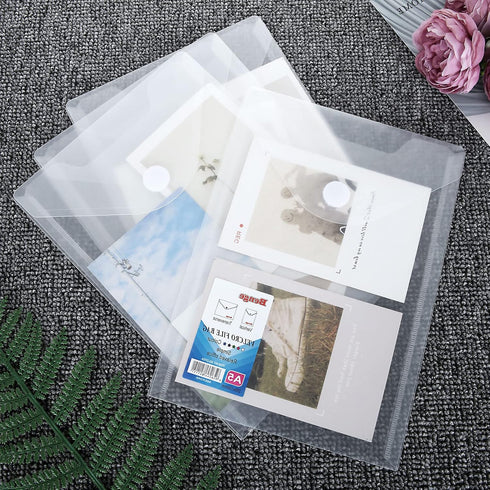 CYEAH 48 Pack Plastic Envelopes, 7 X 10" Clear Reusable Waterproof File Folders with Snap Button for School, Office