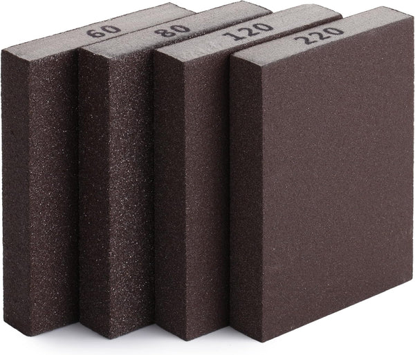 Bates Sanding Sponge, 4 Pack, 60/80/120/220 Grit Assortment, Washable and Reusable Sanding Blocks