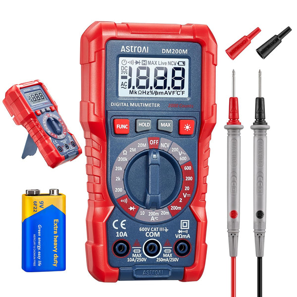 AstroAI Digital Multimeter Voltage Tester, TRMS 2000 Counts Volt Meter for AC/DC Voltage & Current Measurement