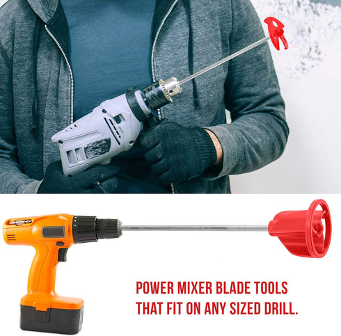 TCP Global 2 Types of Paint Mixer Blade Drill Tools for Mixing Quarts to 2.5 Gallon Buckets, 14" Long