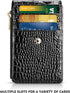 ELV Black Badge Holder with Zipper, PU Leather ID Wallet, 5 Card Slots, RFID Pocket & 20" Neck Lanyard Strap for ID