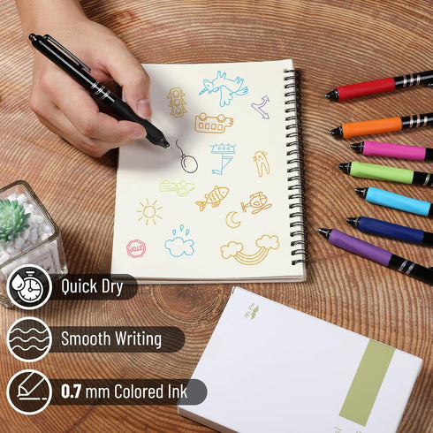 Mr. Pen- Retractable Gel Pens, 8 Pack, Fast Dry, Colorful Ink Fine Point 0.7mm, Cute Aesthetic Pens for Journaling