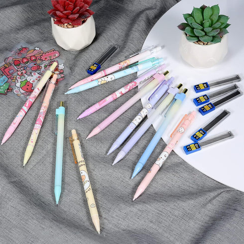 Kawaii Mechanical Pencil Set with Lead Refills 0.5/0.7mm, Cute Pencils Set for Writing, Drawing, School Supplies