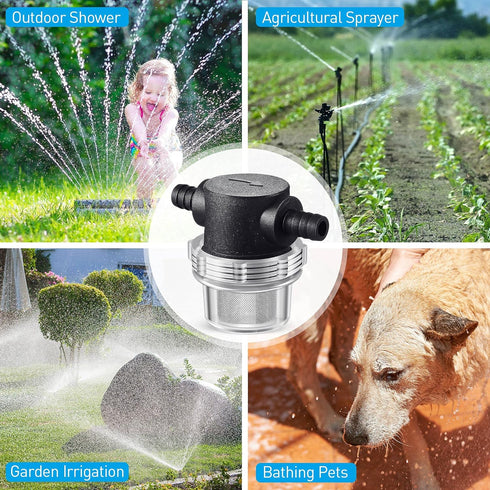 1/2 Inches Water Pump Strainer for 3/8 Inches Hose Barb, Twist-On Pipe Sprayer Filter for 12V DC 80 PSI RV Marine Boat