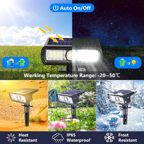 4 Pack 2 Toodour Solar Spot Light Outdoor, Solar Lights Outdoor with Modes, Waterproof Solar Powered Flood Lights